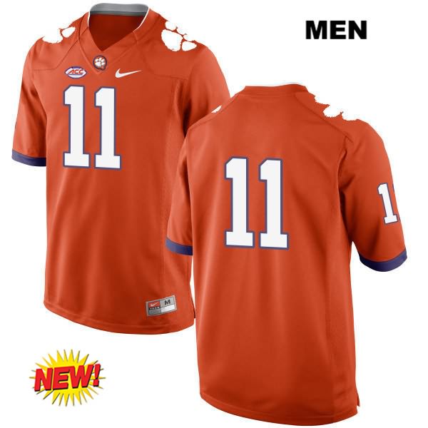 Men's Clemson Tigers #11 Shadell Bell Stitched Orange New Style Authentic Nike No Name NCAA College Football Jersey IPP8646RW